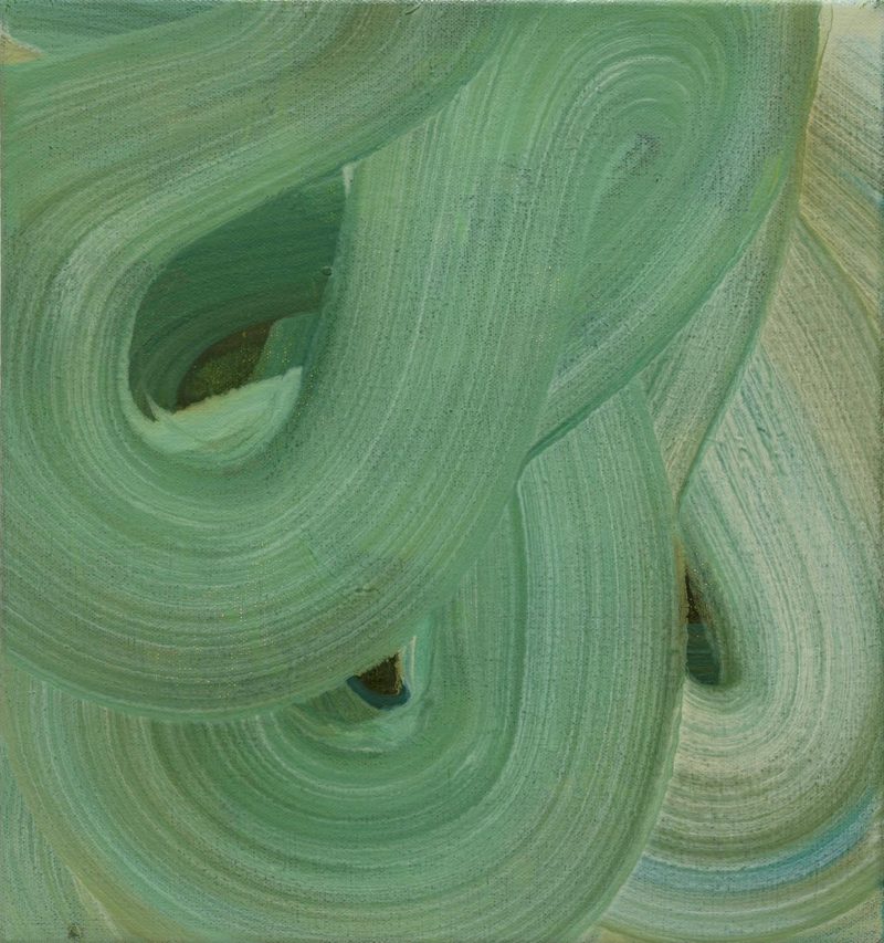 Chasing Blue. 30 x 28cm. Oil on canvas. Amanda Ansell