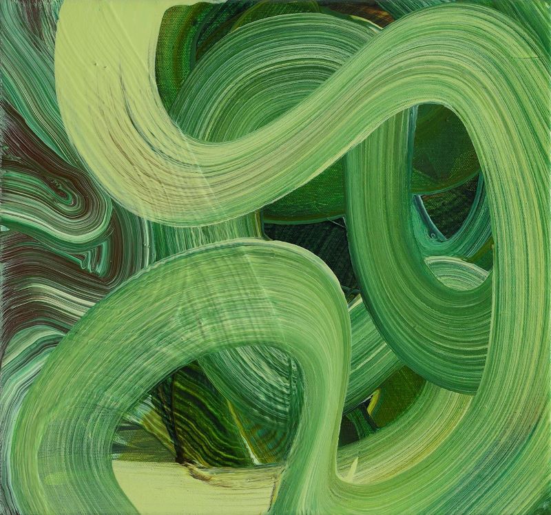 Amanda Ansell. Swagger of Swirl. 30x30cm. Oil on canvas